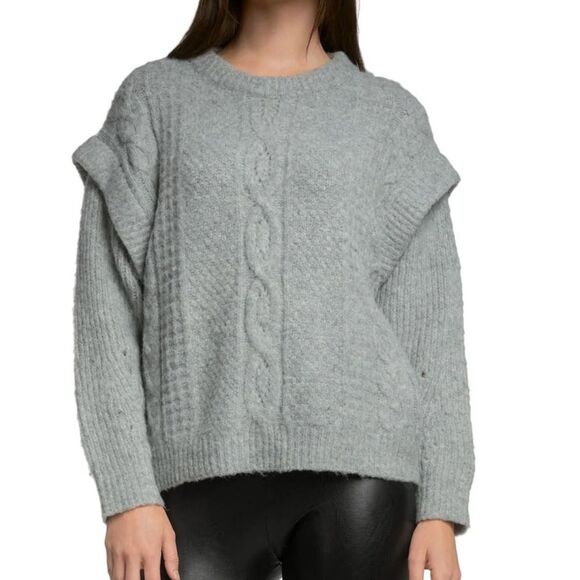 Elan Sweaters - Elan Cable Knit Drop Shoulder Sweater